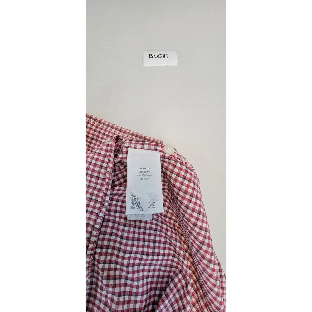 J Crew Classic Fit Red Gingham Button Down Shirt XL Long Sleeve Cotton Men‎